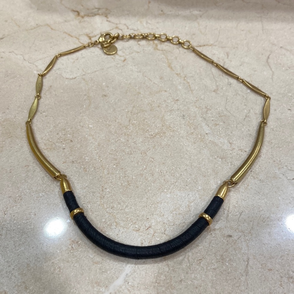 :: S&D⚜️🌚Marcell Black Leather Collar Necklace